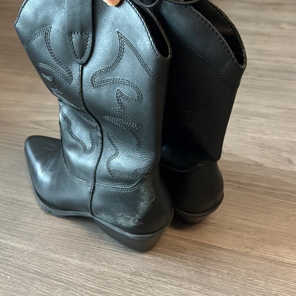 Steve Madden Black Leather Western Boot Festival Cowgirl 10 - Picture 7 of 8